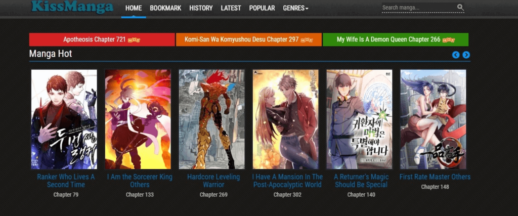 Kissmanga webpage screenshot